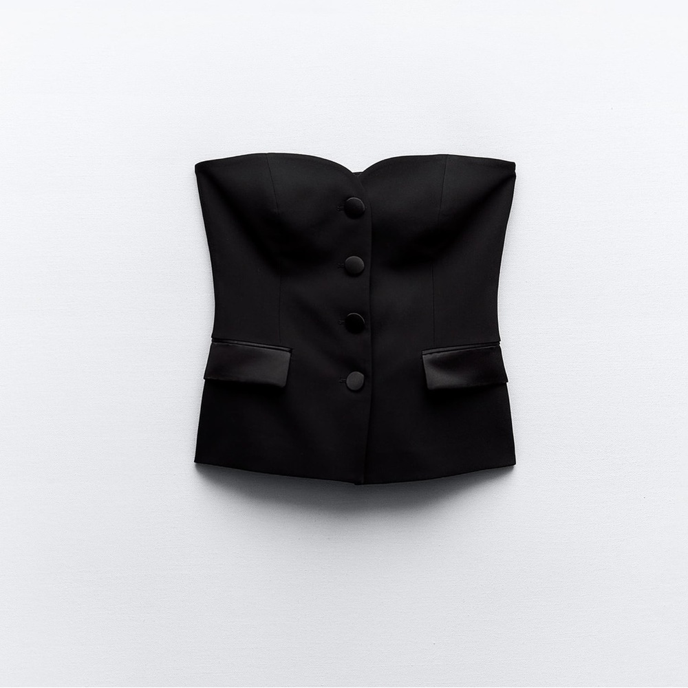 Zara 2 pieces COMBINATION SATIN EFFECT BUSTIER TOP and skirt - Picture 2 of 6